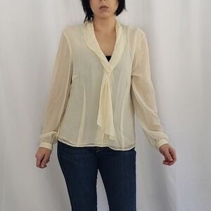 Jones New‎ York Sheer Cream Silk Blouse